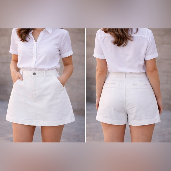 Pants - White High-Rise‎ Skort